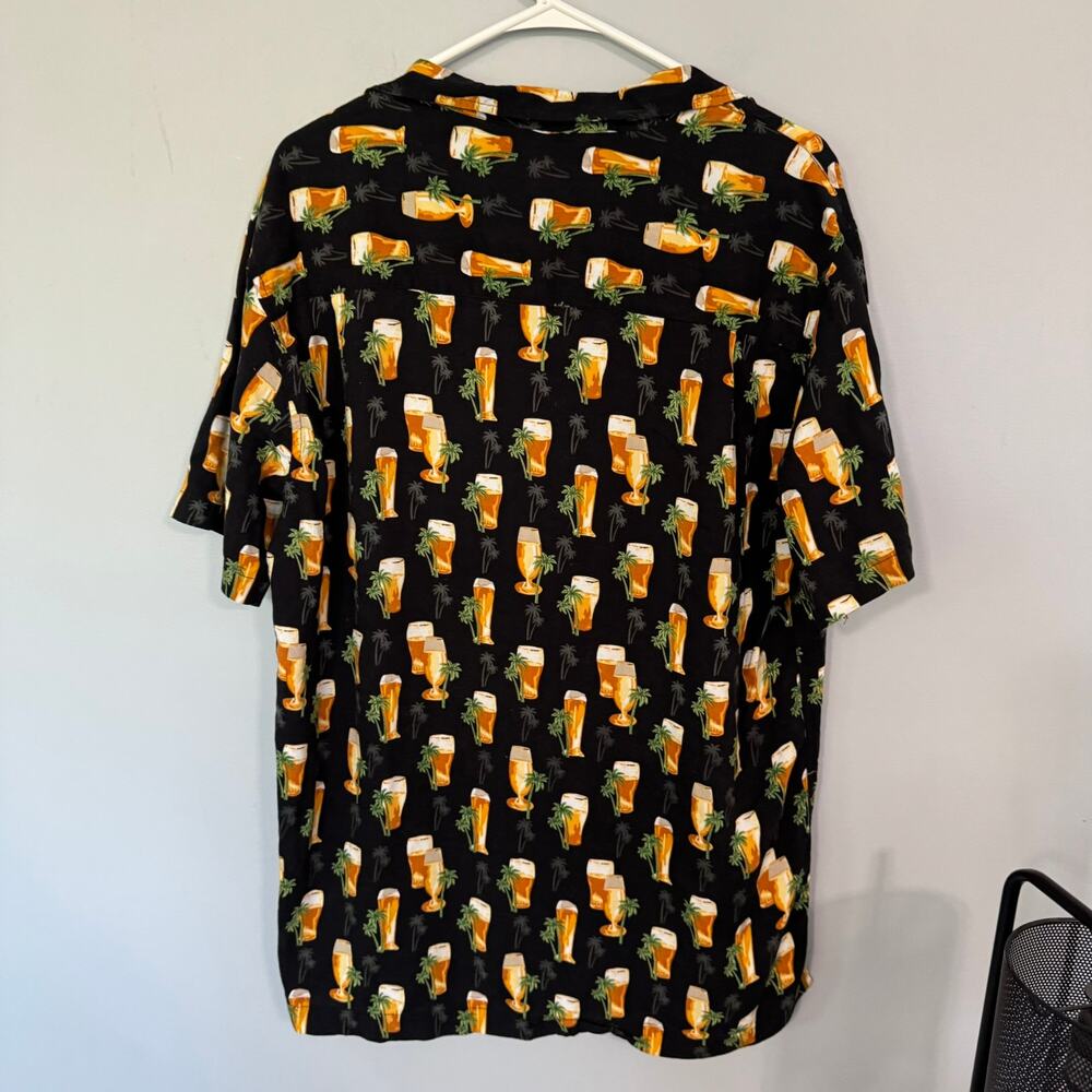 Steve & Barry's Beer Mug Print Button Down Aloha Hawaiian Shirt Men's Size Large - Picture 5 of 6